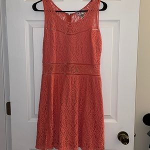 Peach/Coral high-neck lace dress, size XL